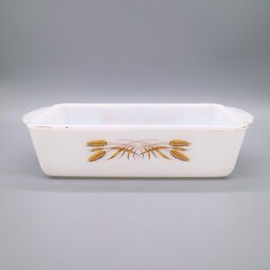 Anchor Hocking #409 Fire King Vintage Golden Wheat Milk Glass Baking Pan 1 Qt.
